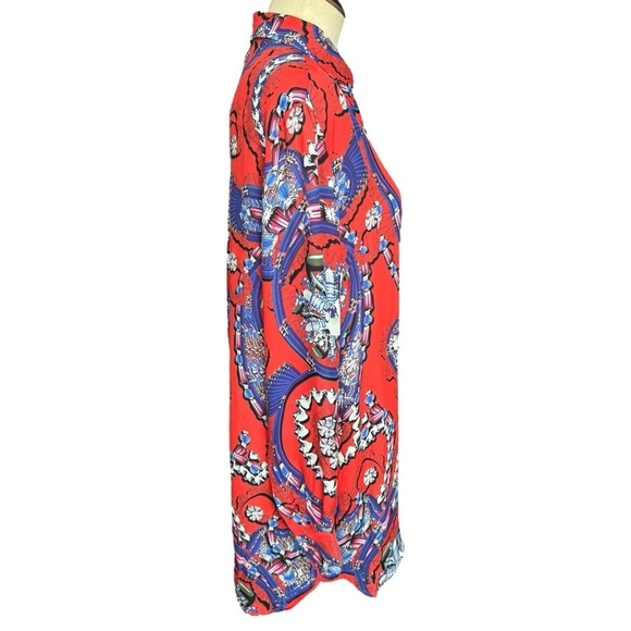 Mary Katrantzou Silk Red Shirt Mini Dress Jewels & Teapot Print Large - Picture 6 of 11